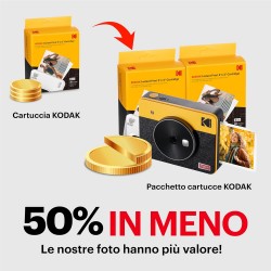 KODAK Mini Shot 3 Retro 4PASS 2-in-1 Fotocamera Istantanea & Stampante  Fotografica (7,6x7,6cm) + Pacchetto con 68 Fogli, Bianco